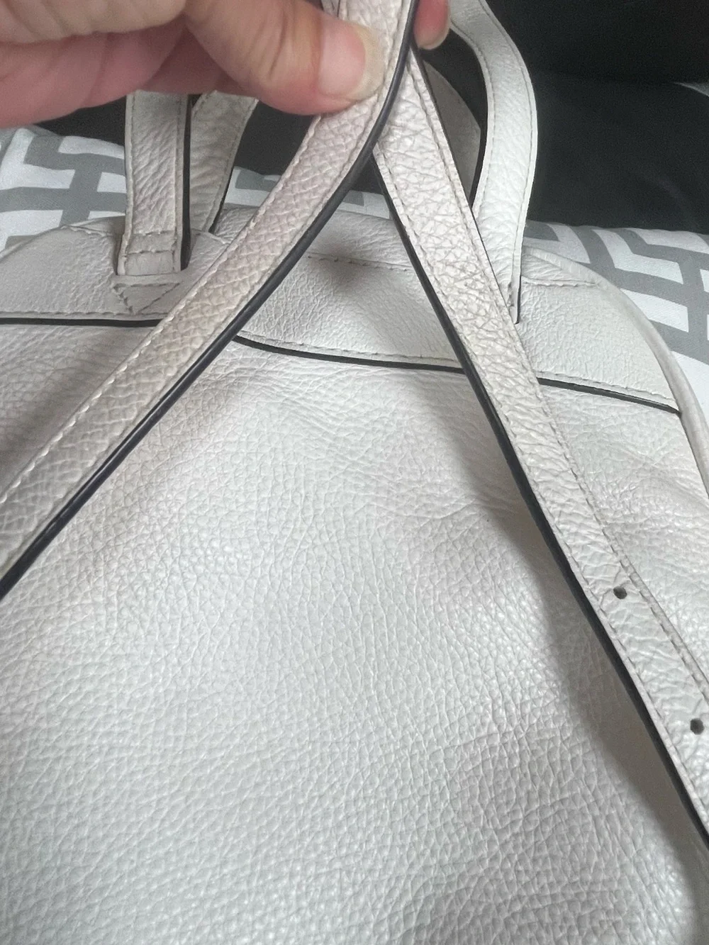 Michael Kors Rhea Medium Zip Leather Backpack White Black Colorblock